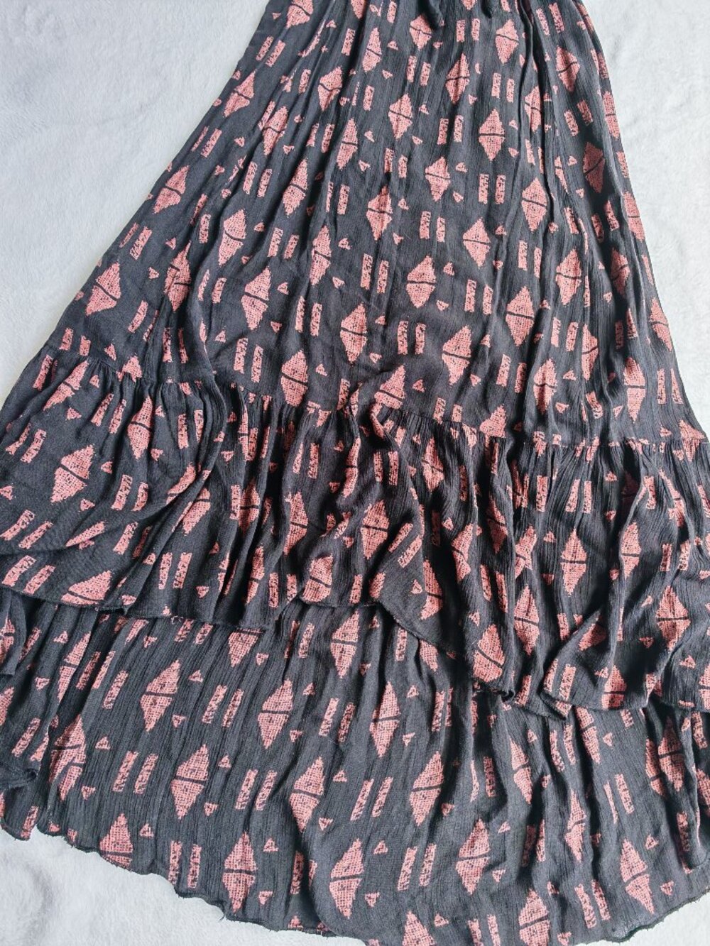 Free People Black Boho High Low Maxi Dress Tie Flowy size xs - Picture 5 of 14